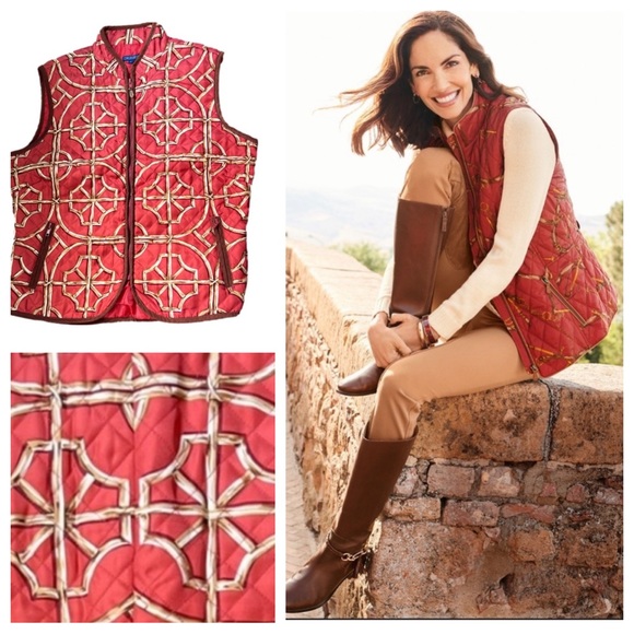 J. McLaughlin Jackets & Blazers - EUC J.McLaughlin Women’s Orange and Gold Quilted Vest Size Large